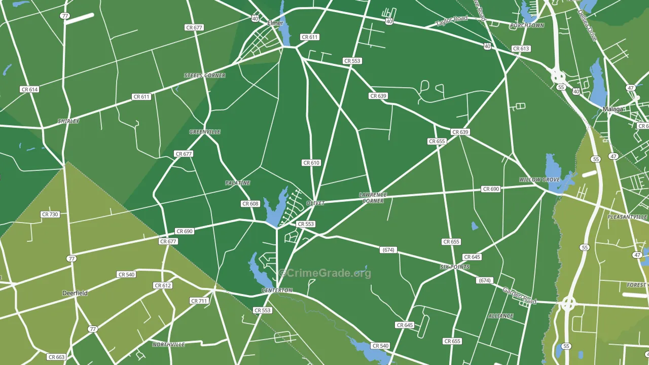 08318, NJ Map of Vehicle Theft Rates