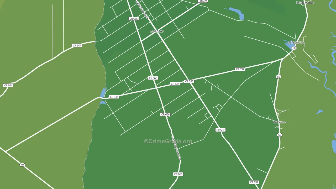 08319, NJ Map of Vehicle Theft Rates