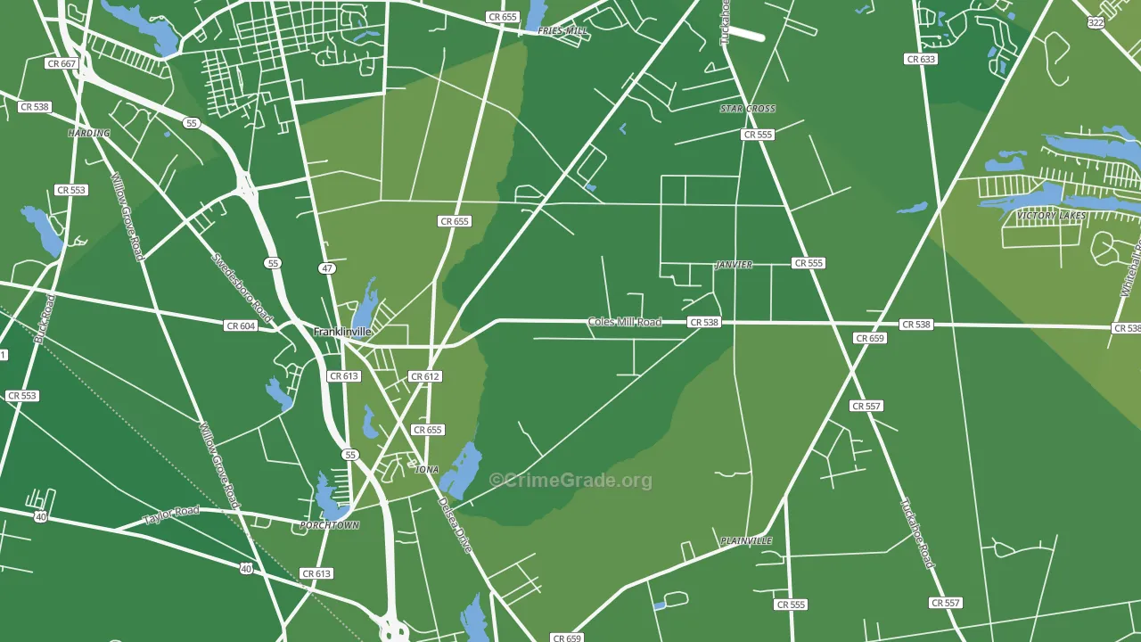 08322, NJ Map of Vehicle Theft Rates