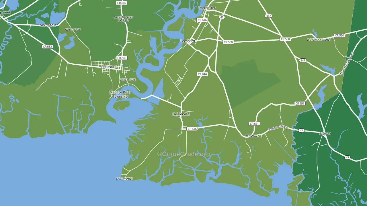 08324, NJ Map of Vehicle Theft Rates