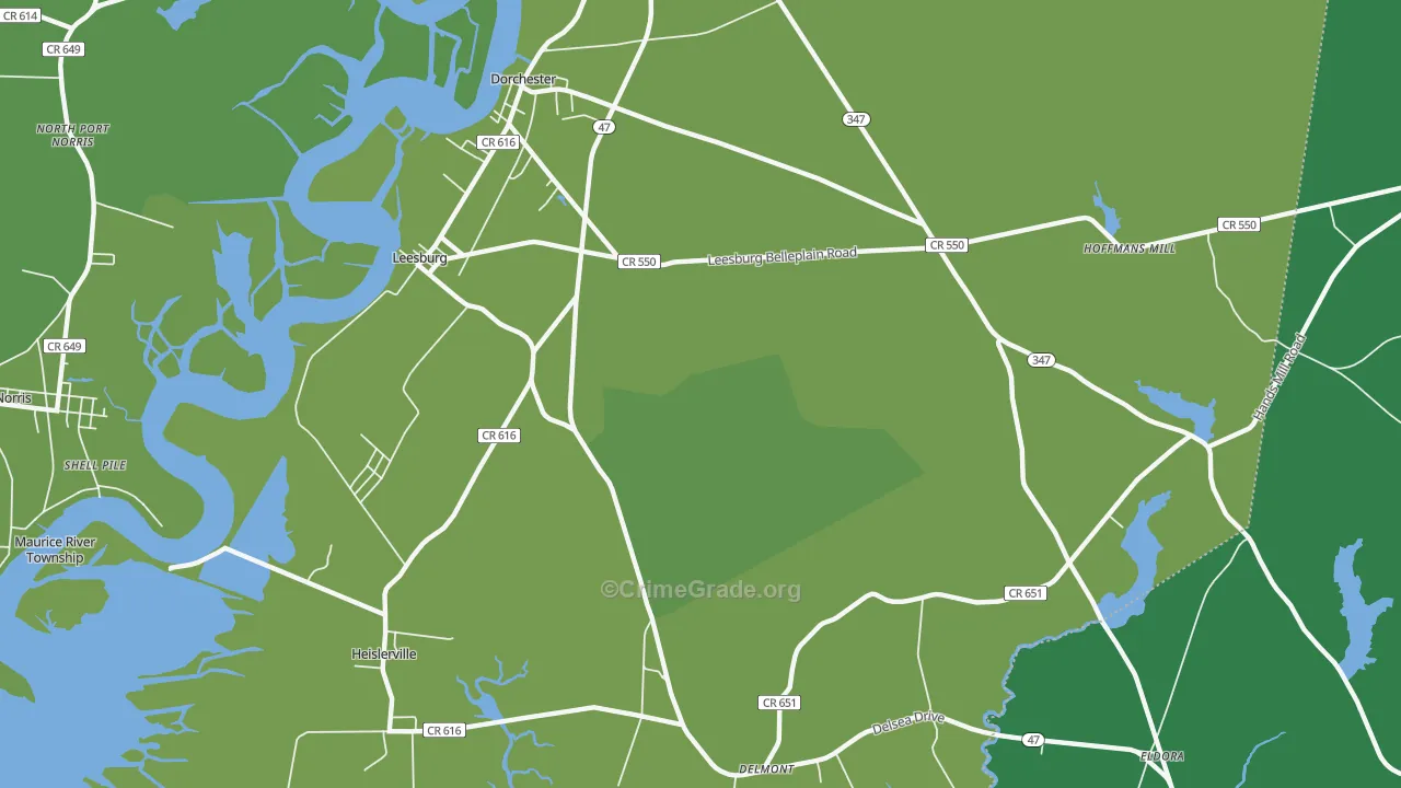 08327, NJ Map of Vehicle Theft Rates