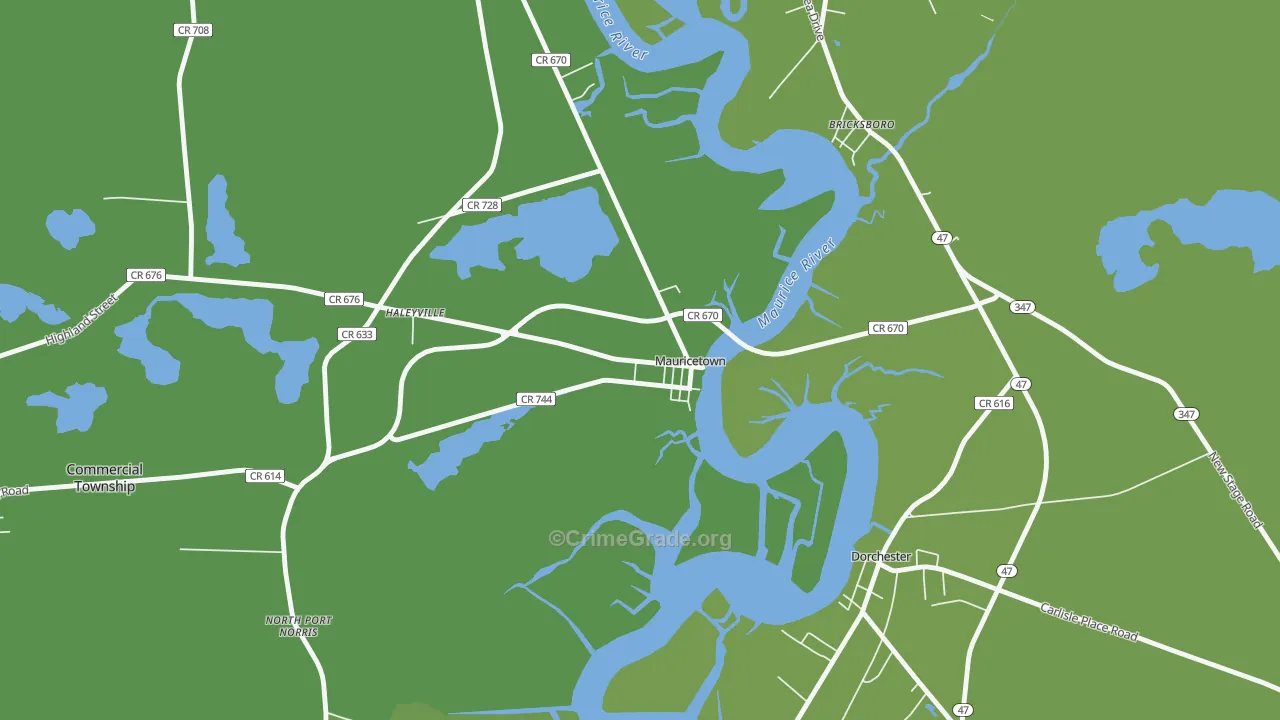 08329, NJ Map of Vehicle Theft Rates