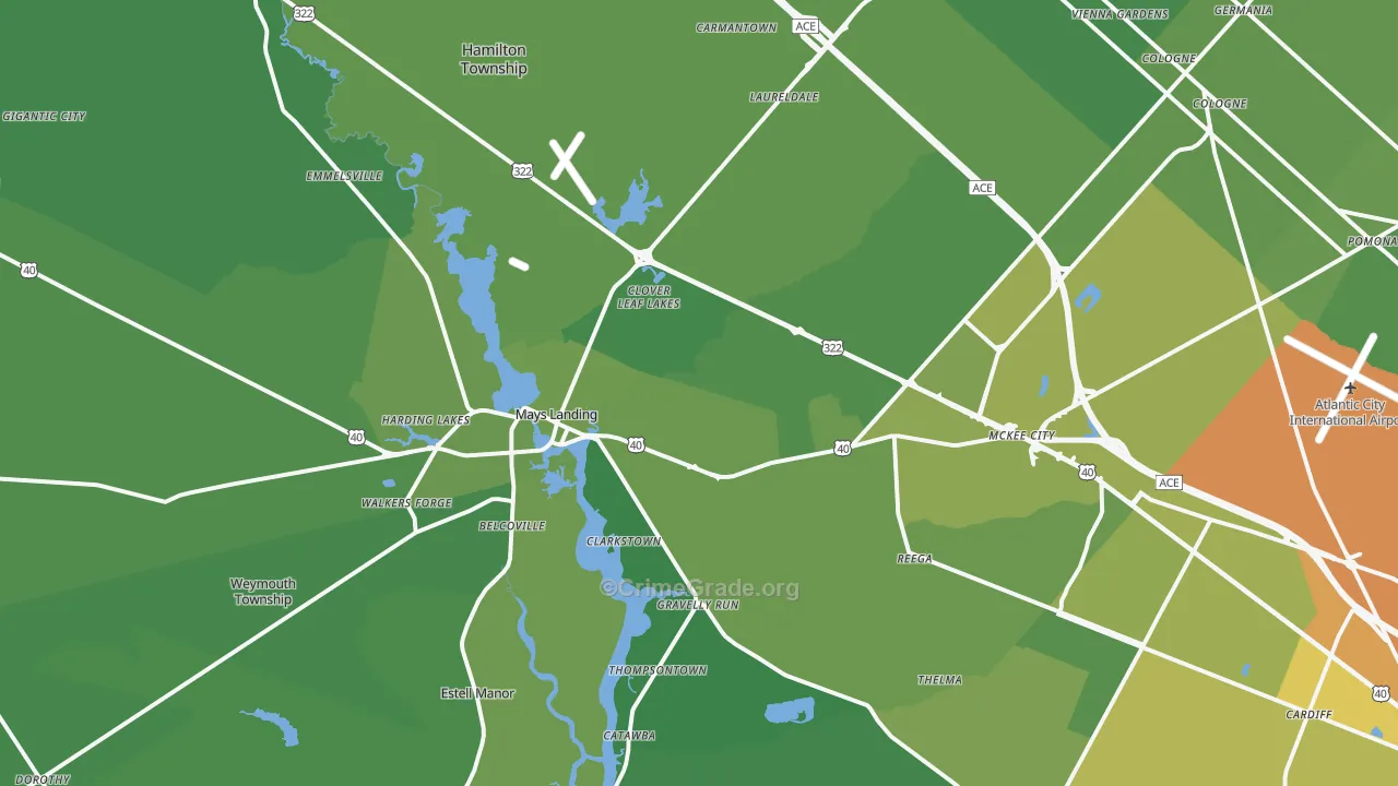 08330, NJ Map of Vehicle Theft Rates