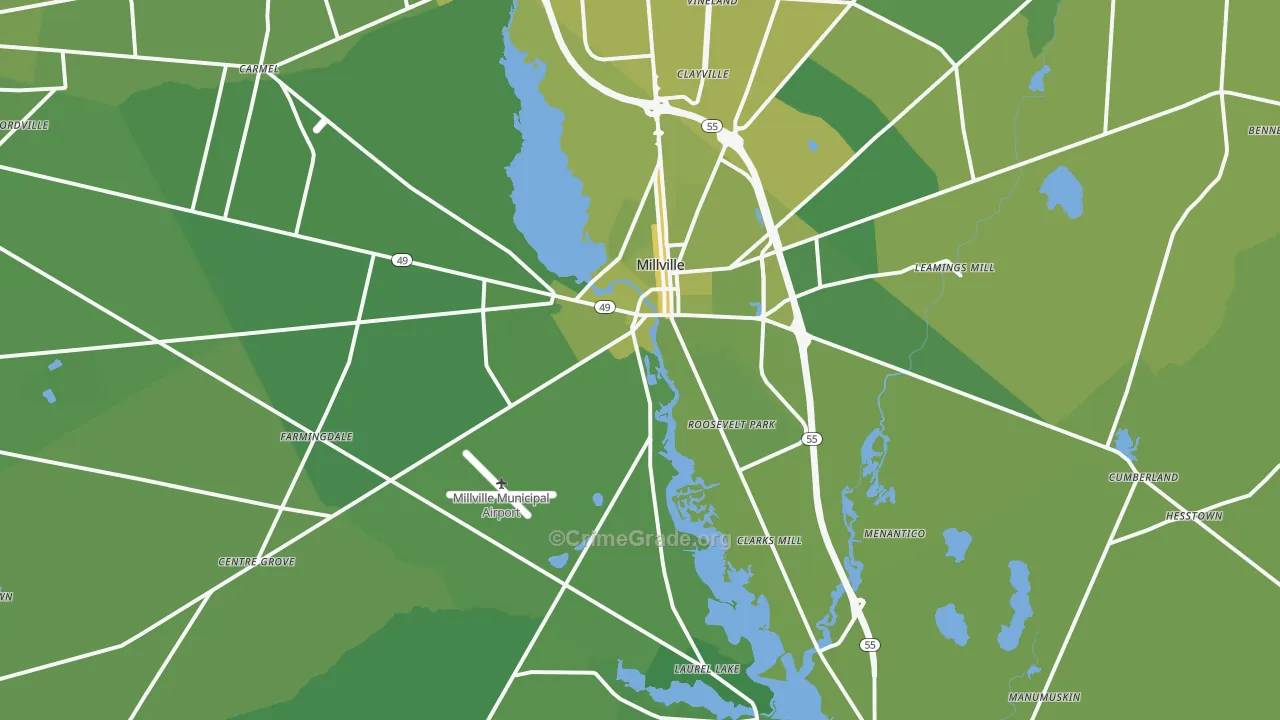 08332, NJ Map of Vehicle Theft Rates