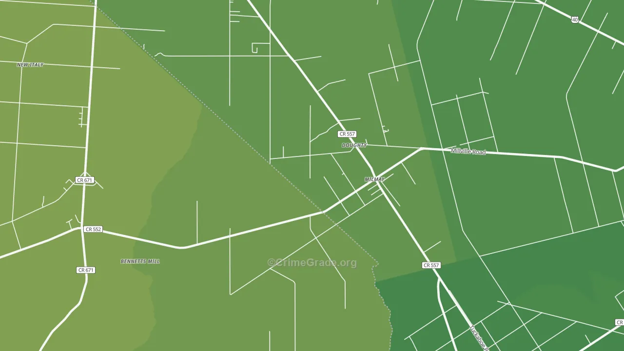 08340, NJ Map of Vehicle Theft Rates