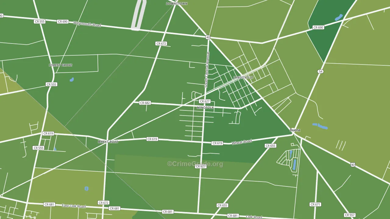 08341, NJ Map of Vehicle Theft Rates