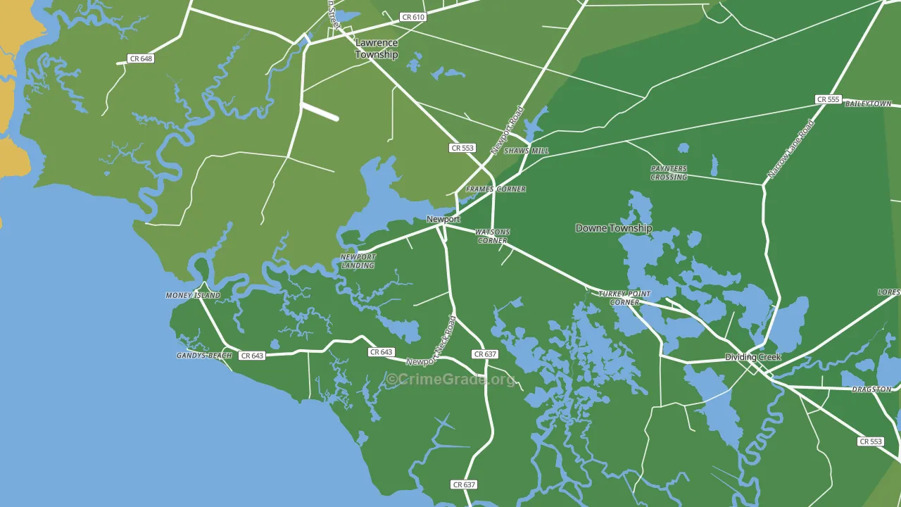 08345, NJ Map of Vehicle Theft Rates