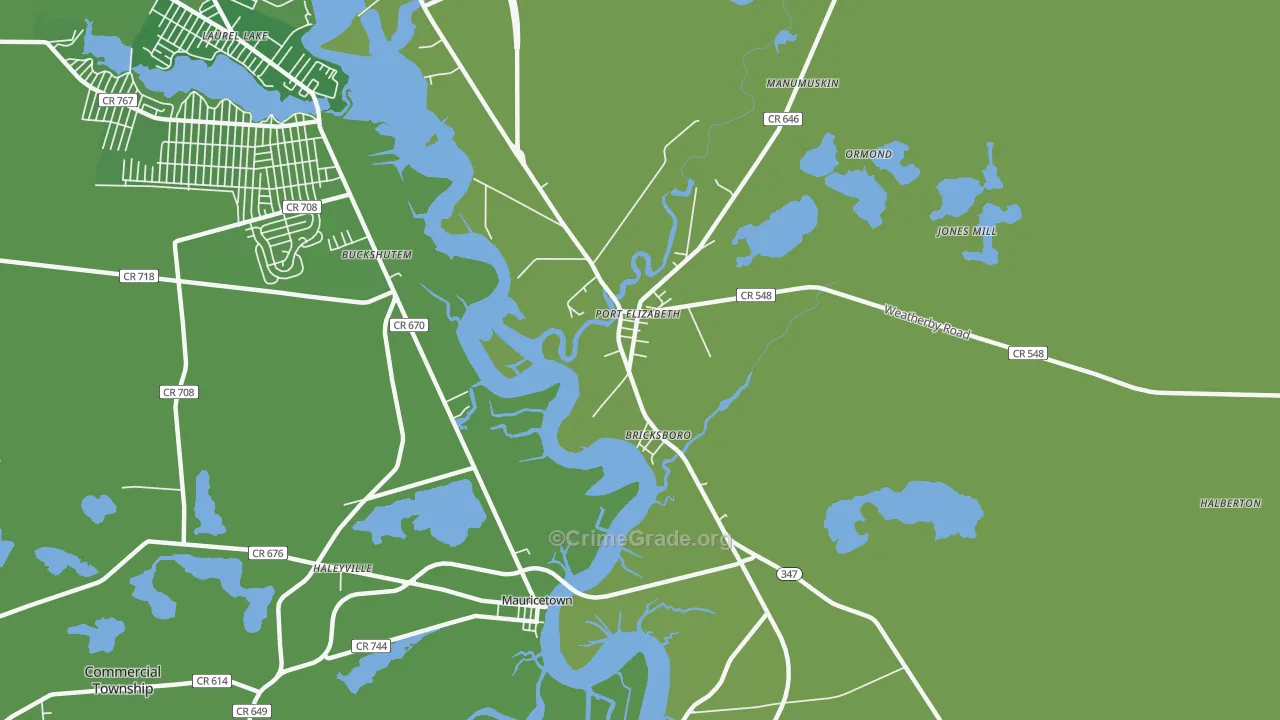 08348, NJ Map of Vehicle Theft Rates
