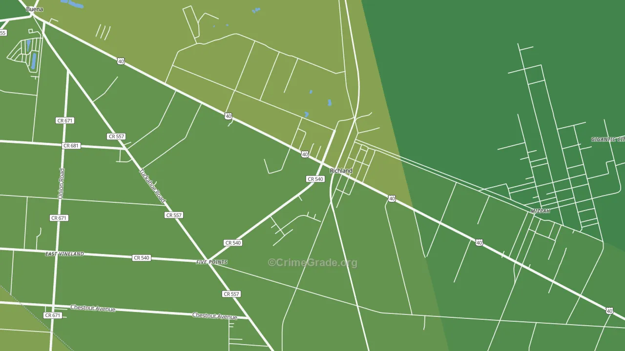 08350, NJ Map of Vehicle Theft Rates
