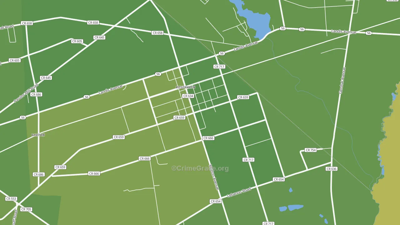 08352, NJ Map of Vehicle Theft Rates