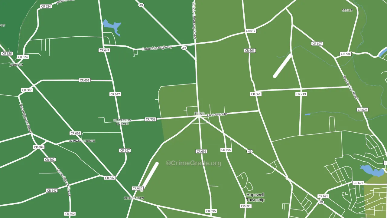 08353, NJ Map of Vehicle Theft Rates