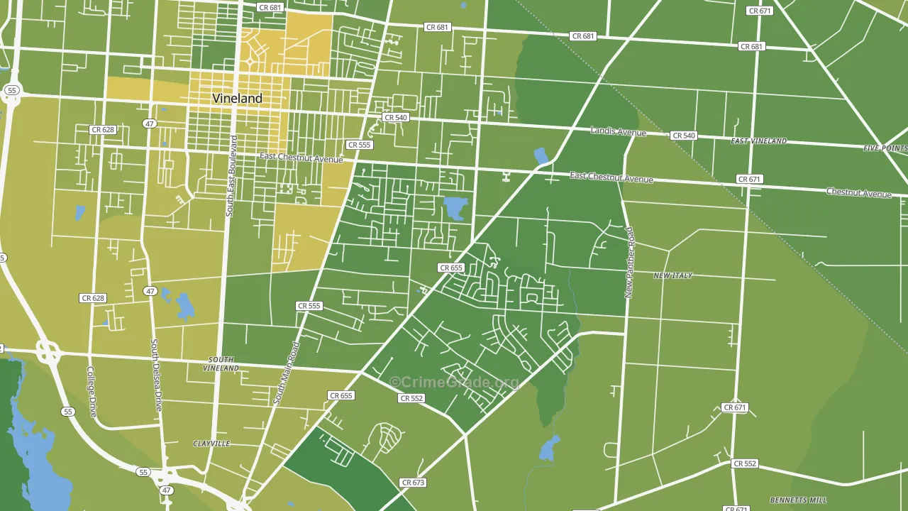 08361, NJ Map of Vehicle Theft Rates