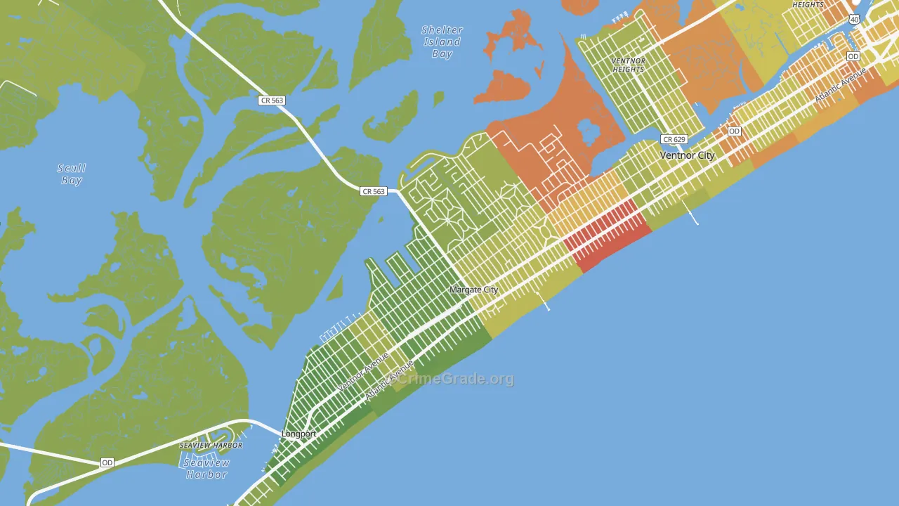 08402, NJ Map of Vehicle Theft Rates