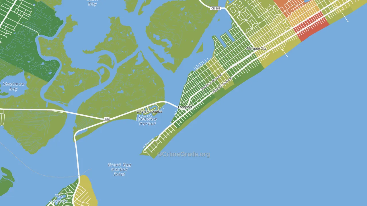 08403, NJ Map of Vehicle Theft Rates
