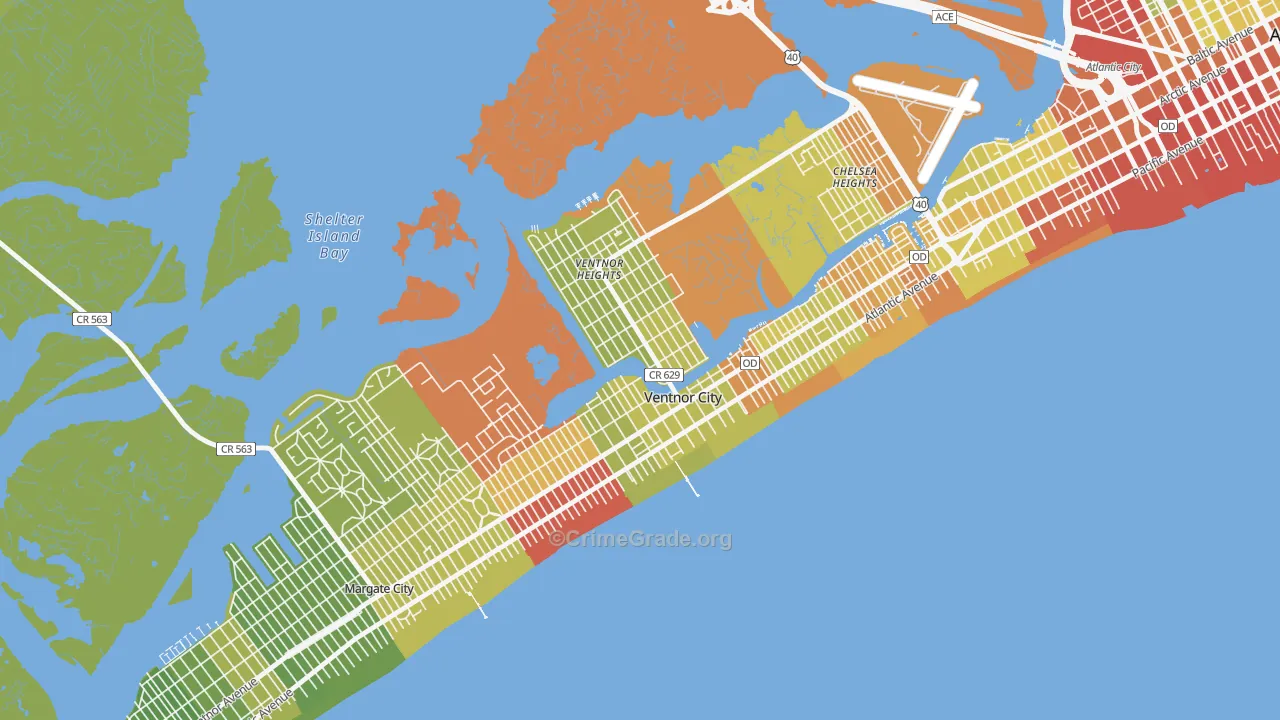 08406, NJ Map of Vehicle Theft Rates