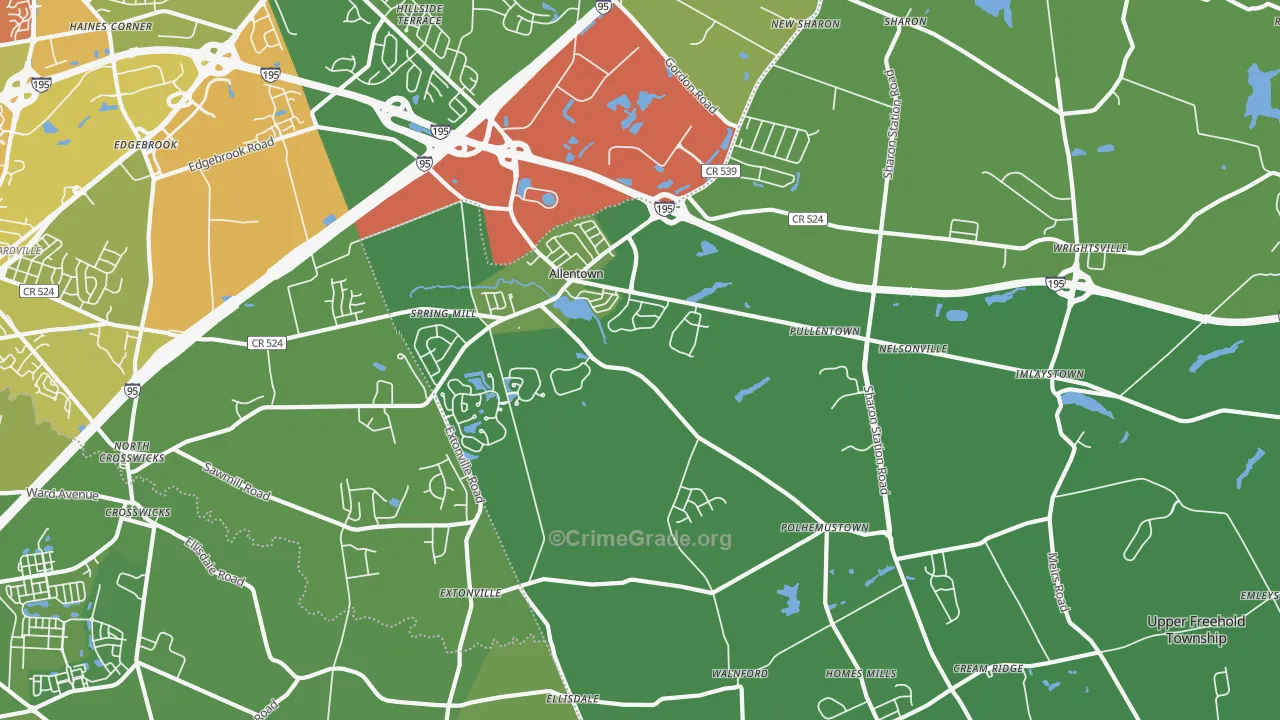 08501, NJ Map of Vehicle Theft Rates