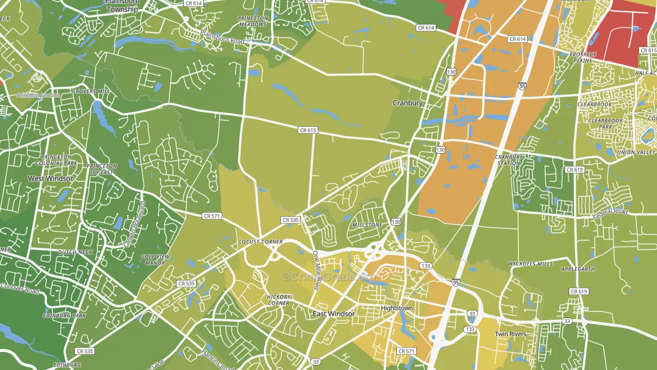 08512, NJ Map of Vehicle Theft Rates