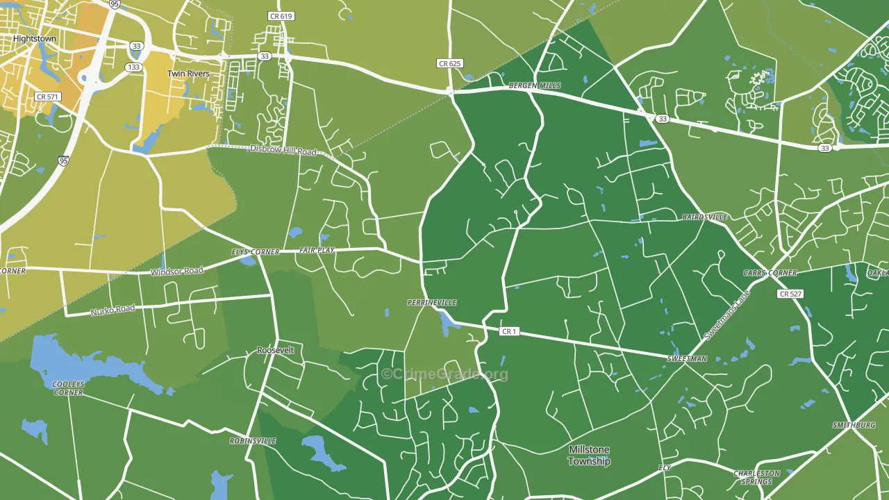 08535, NJ Map of Vehicle Theft Rates