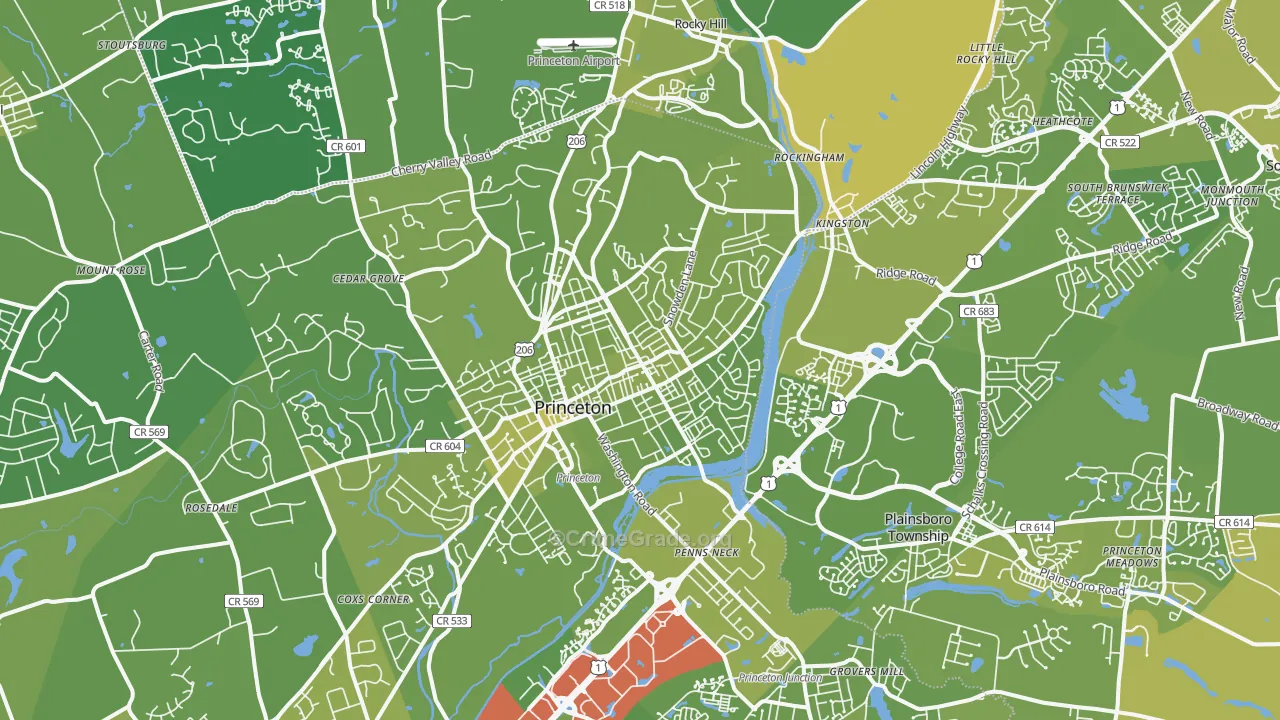 08540, NJ Map of Vehicle Theft Rates