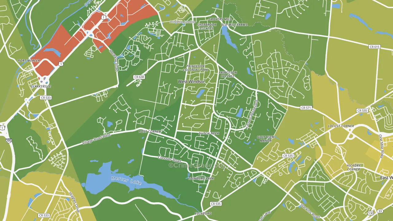 08550, NJ Map of Vehicle Theft Rates