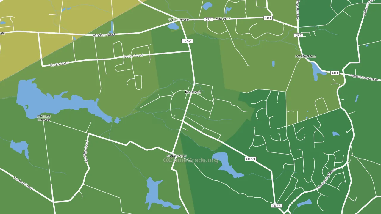 08555, NJ Map of Vehicle Theft Rates