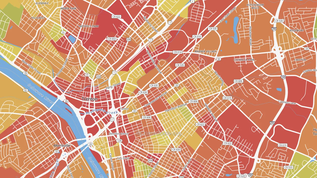08609, NJ Map of Vehicle Theft Rates