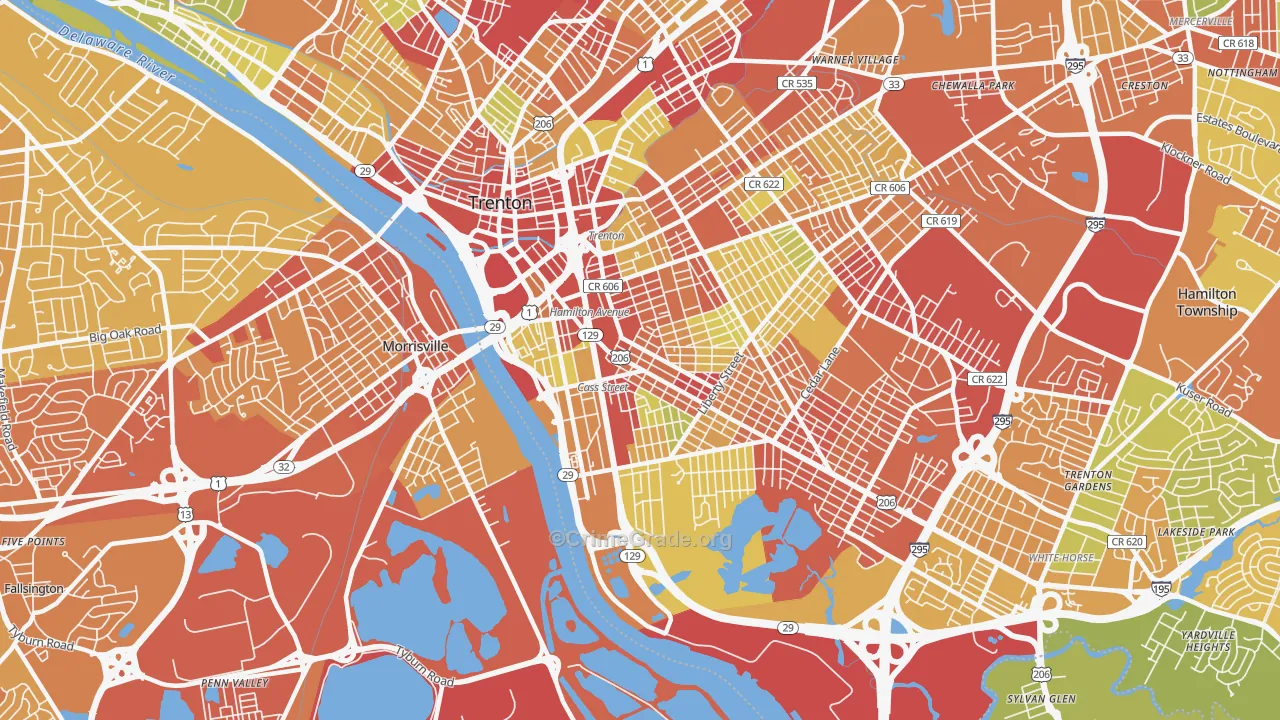 08611, NJ Map of Vehicle Theft Rates