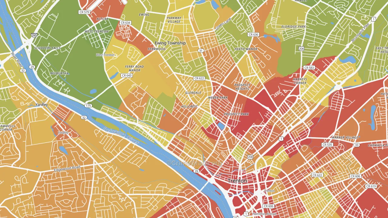 08618, NJ Map of Vehicle Theft Rates