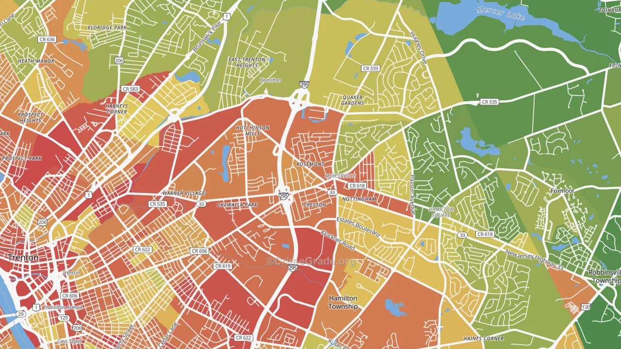 08619, NJ Map of Vehicle Theft Rates