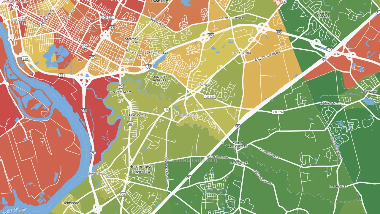 08620, NJ Map of Vehicle Theft Rates