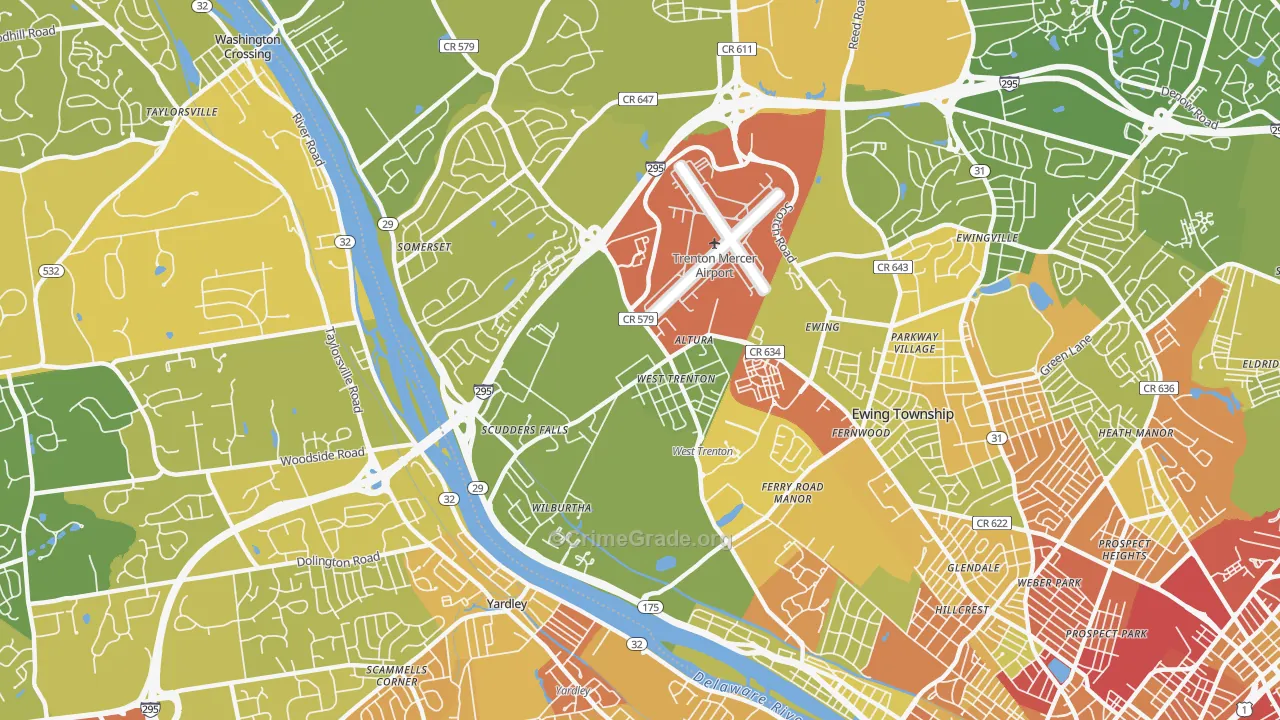 08628, NJ Map of Vehicle Theft Rates