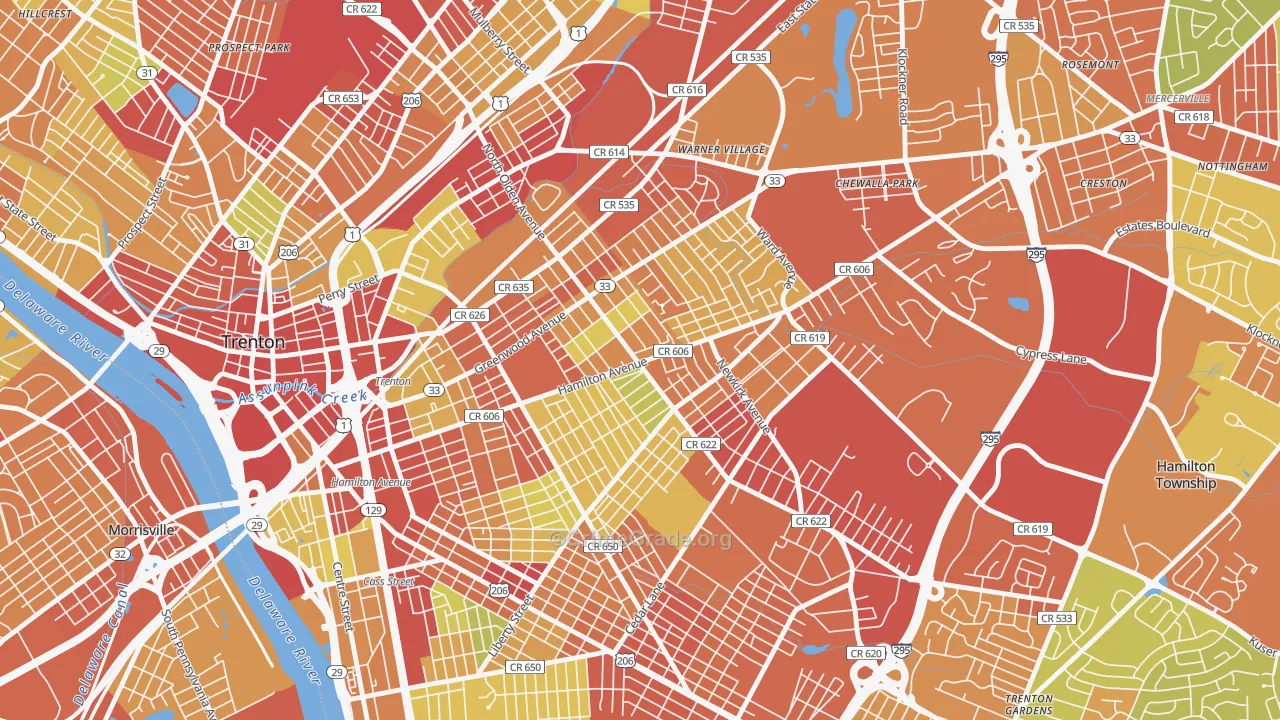 08629, NJ Map of Vehicle Theft Rates
