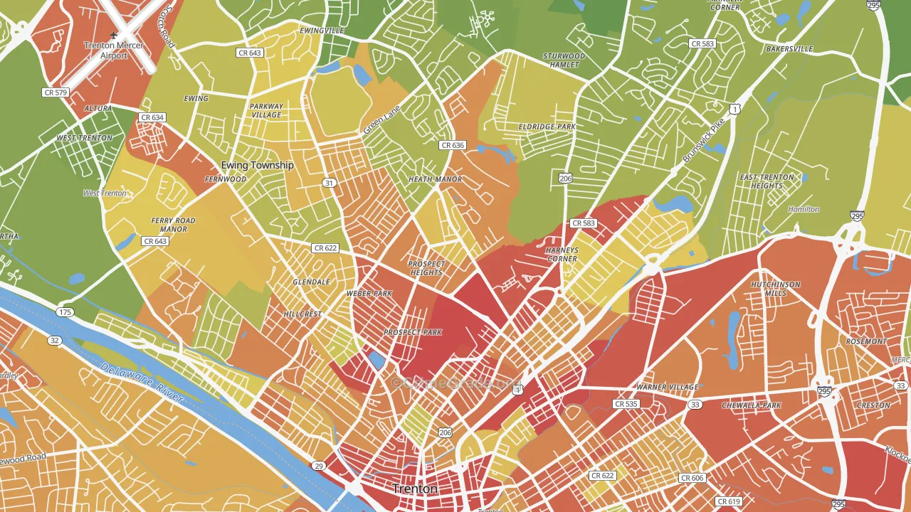 08638, NJ Map of Vehicle Theft Rates