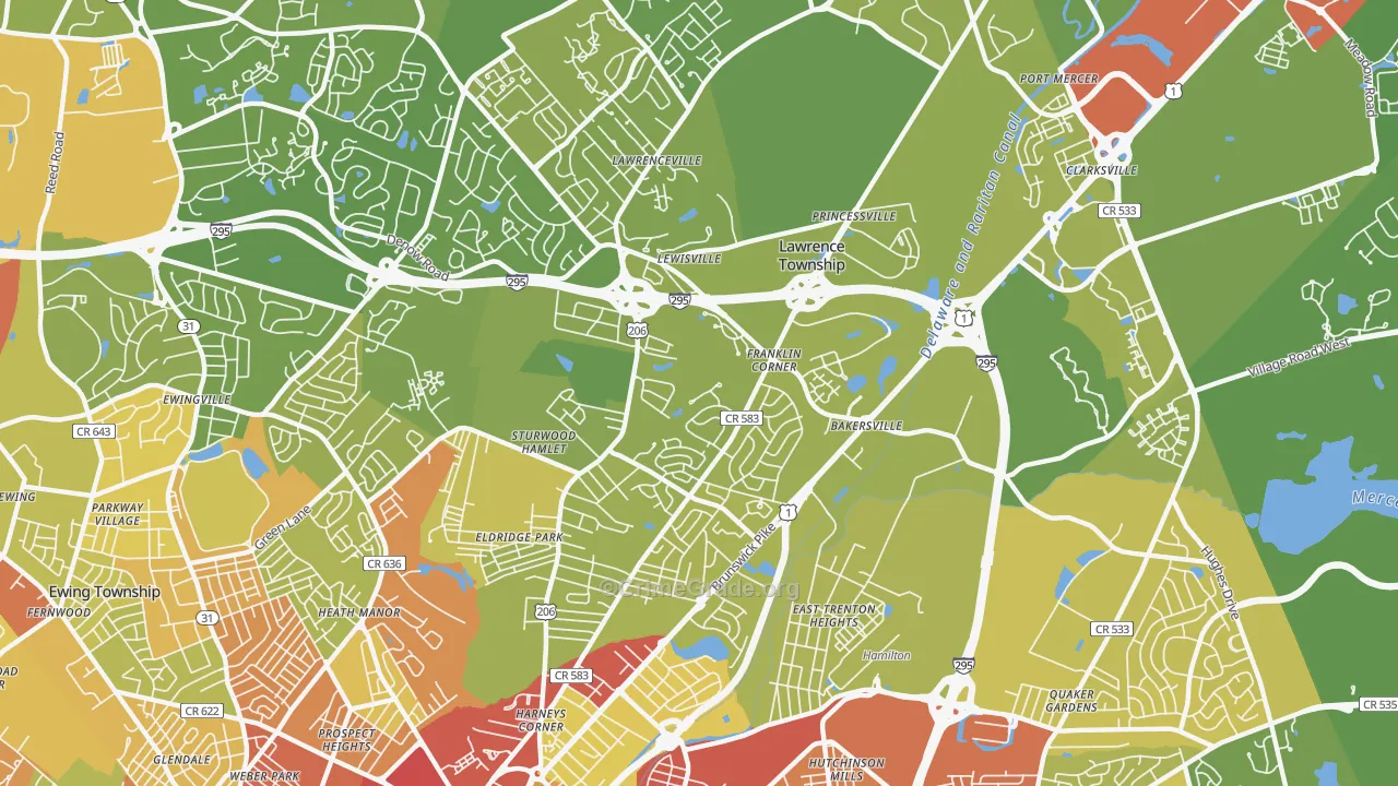08648, NJ Map of Vehicle Theft Rates