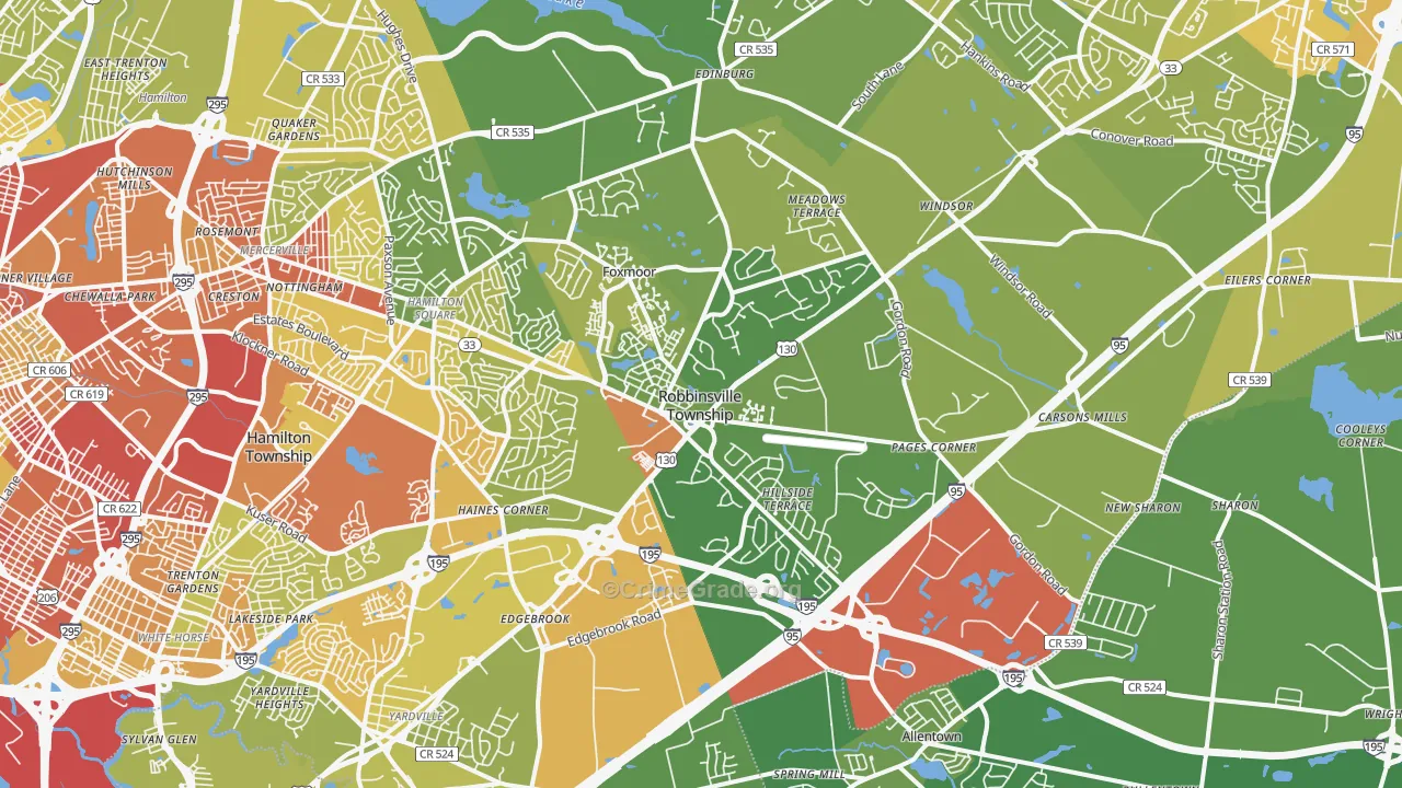 08691, NJ Map of Vehicle Theft Rates