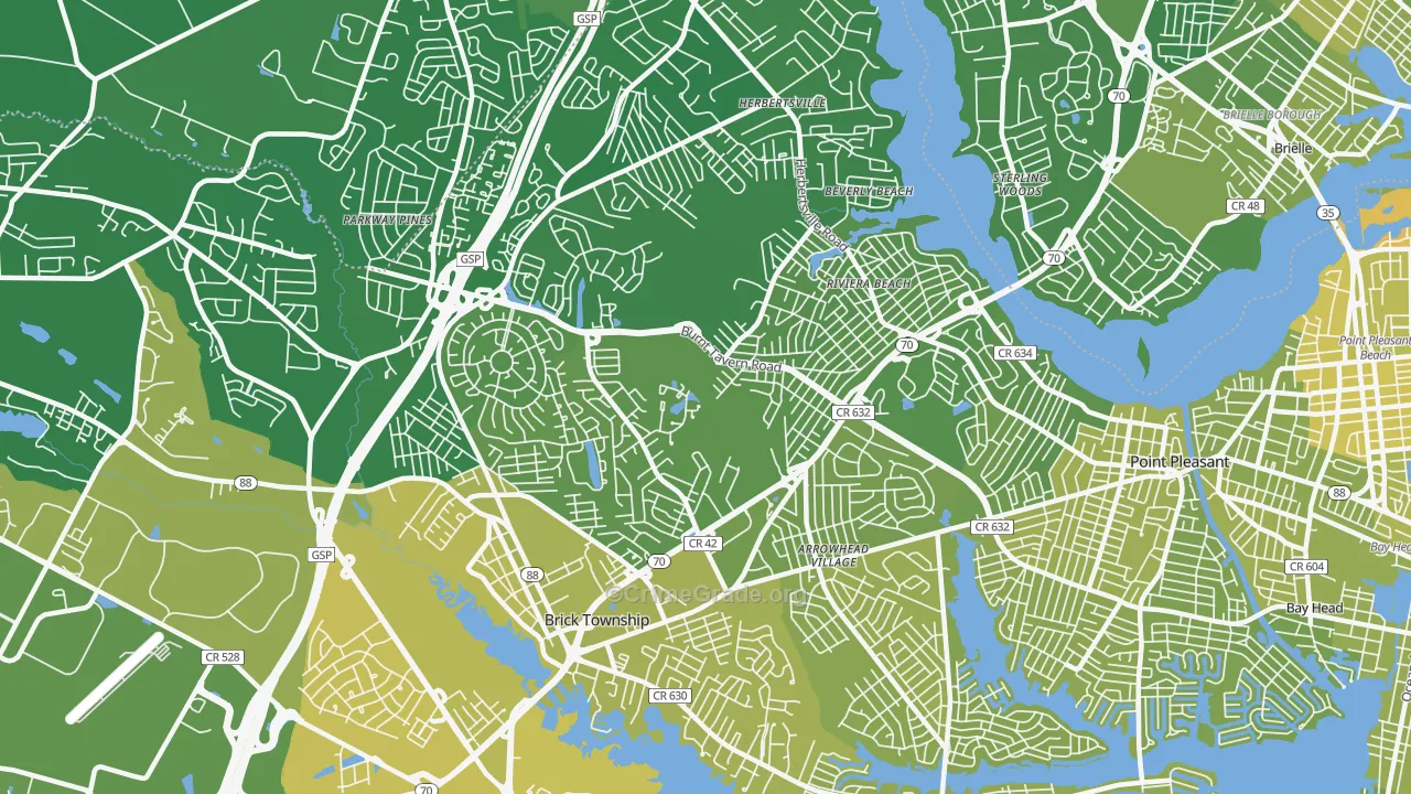 08724, NJ Map of Vehicle Theft Rates
