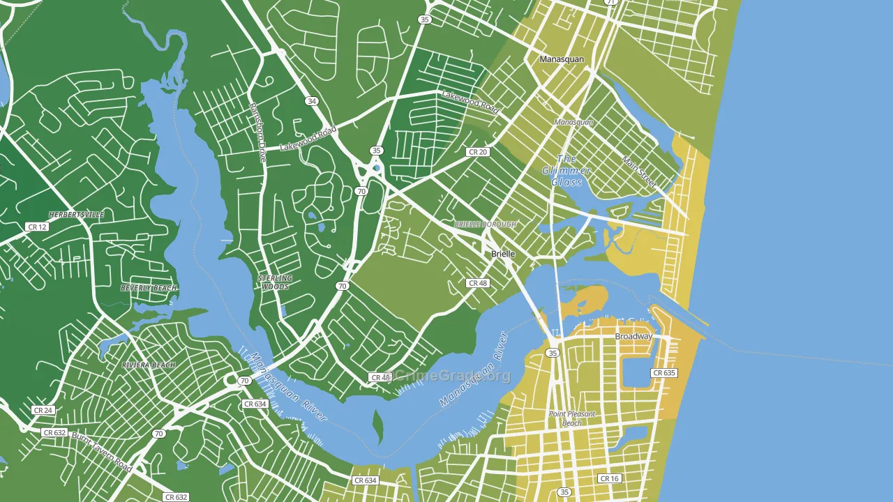 08730, NJ Map of Vehicle Theft Rates