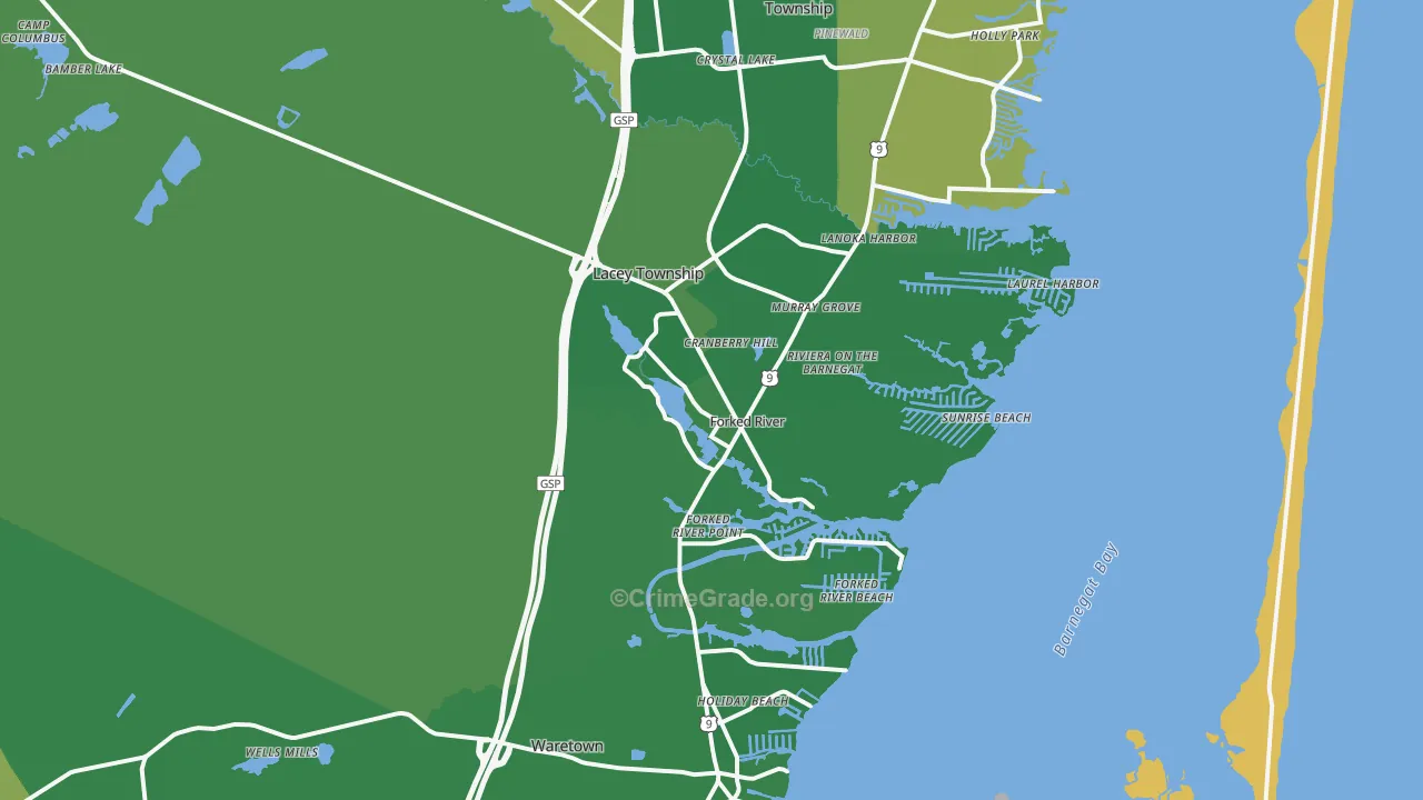 08731, NJ Map of Vehicle Theft Rates