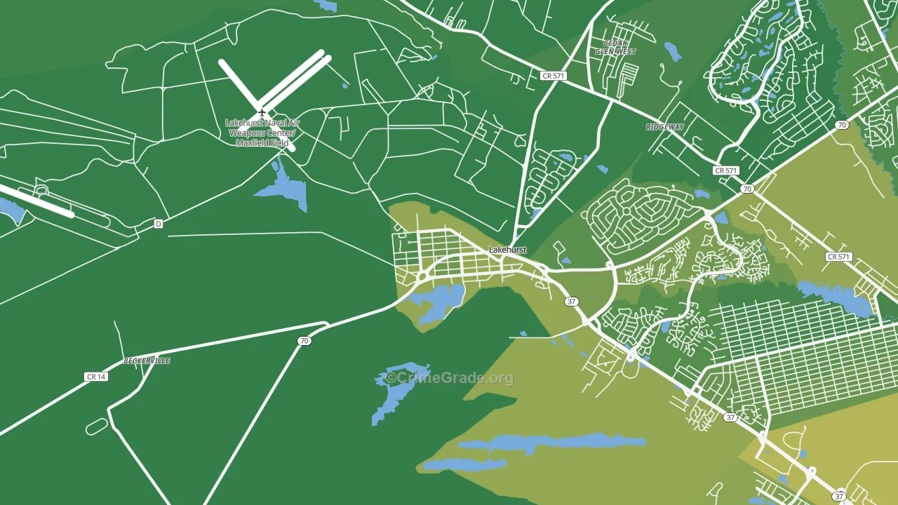 08733, NJ Map of Vehicle Theft Rates