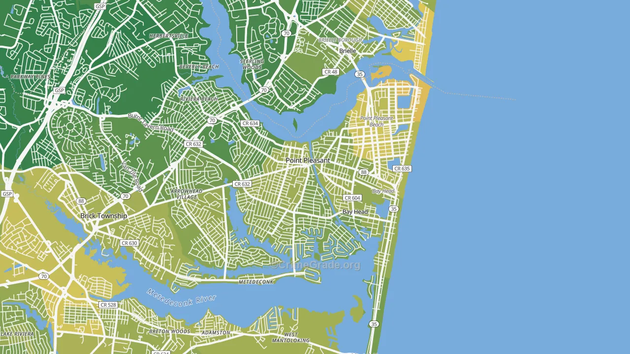 08742, NJ Map of Vehicle Theft Rates