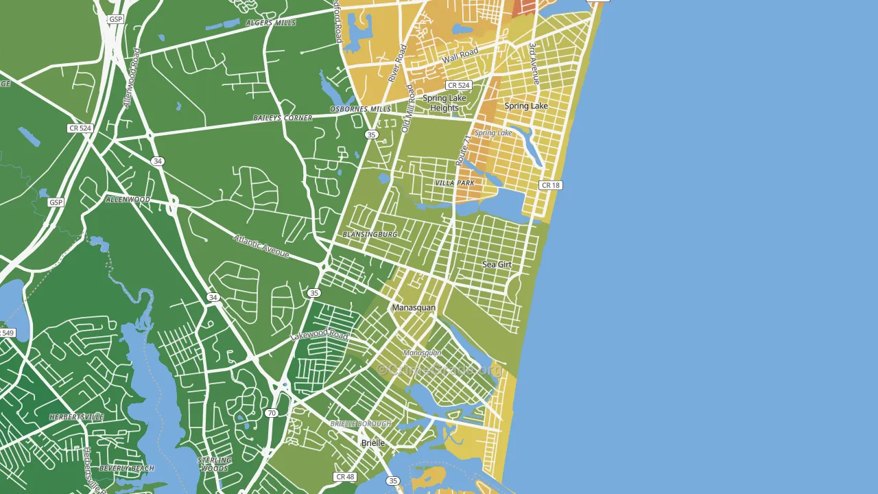 08750, NJ Map of Vehicle Theft Rates