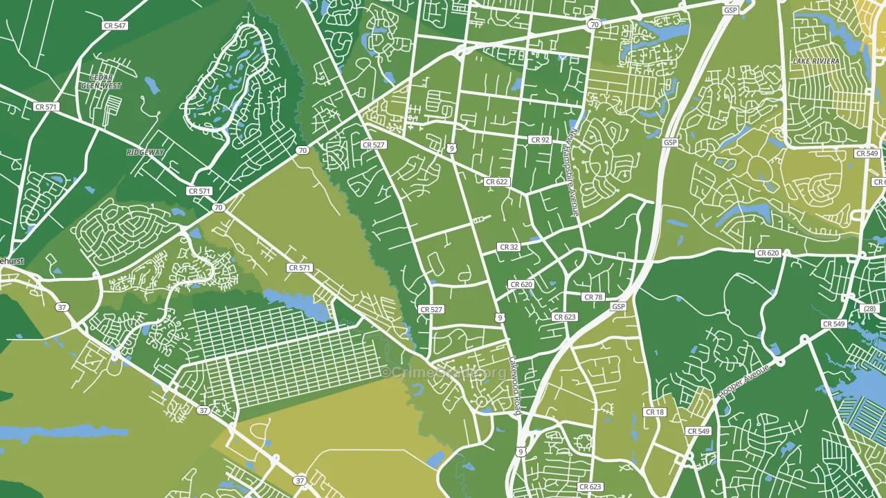 08755, NJ Map of Vehicle Theft Rates