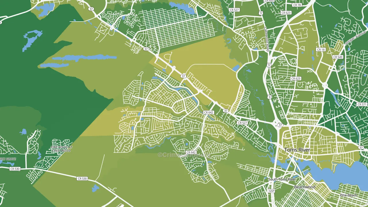 08757, NJ Map of Vehicle Theft Rates