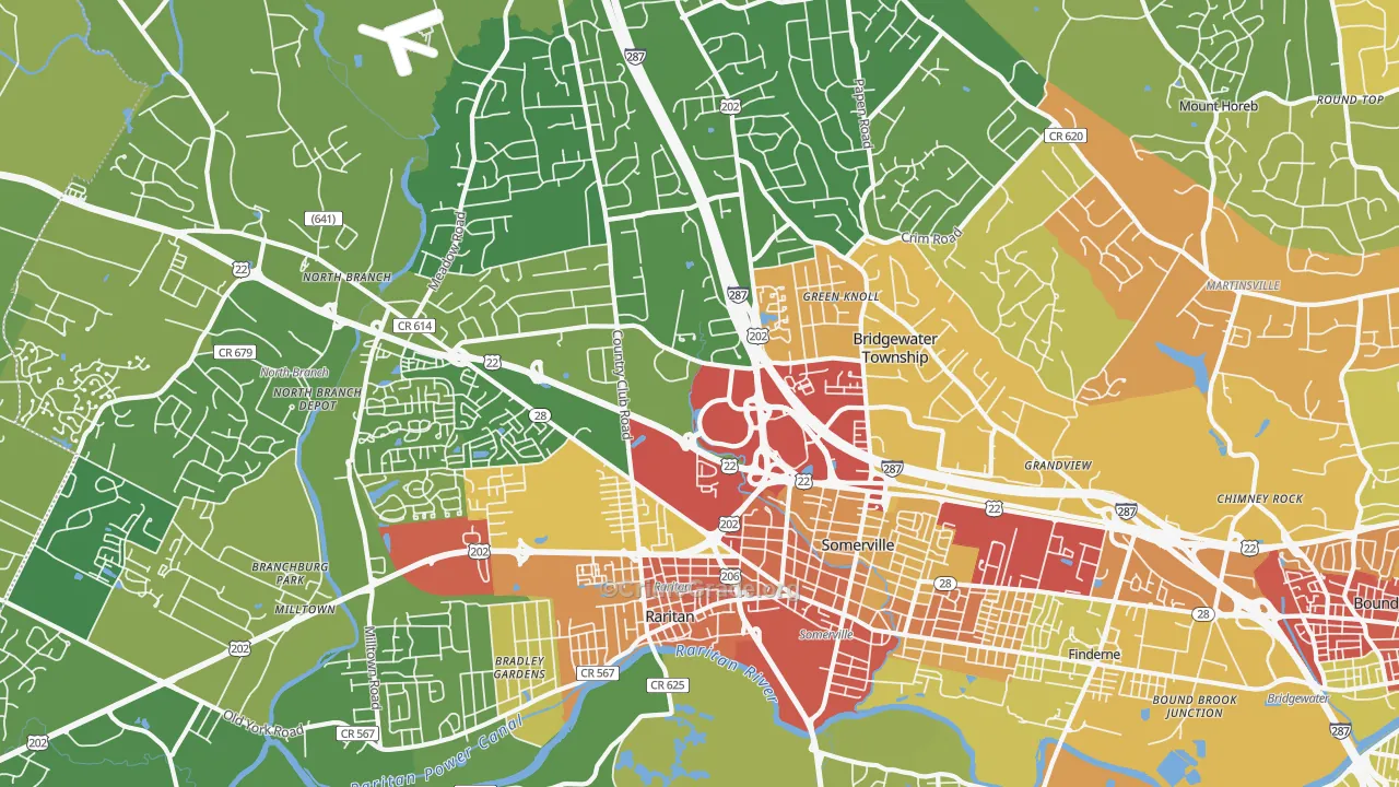 08807, NJ Map of Vehicle Theft Rates