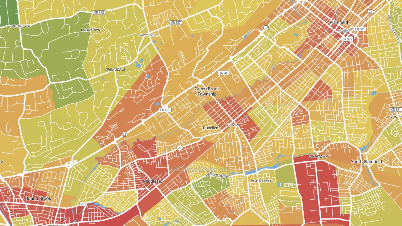 08812, NJ Map of Vehicle Theft Rates