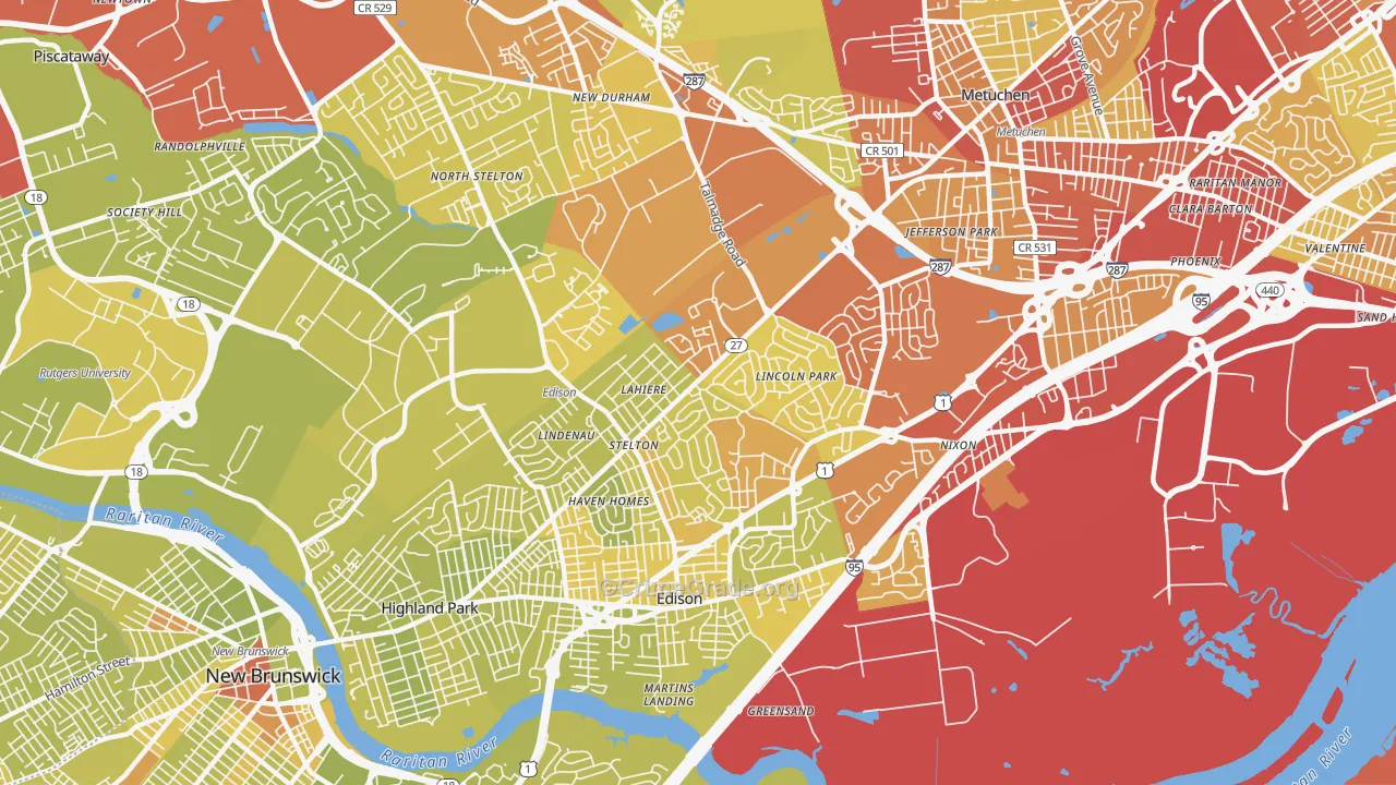 08817, NJ Map of Vehicle Theft Rates