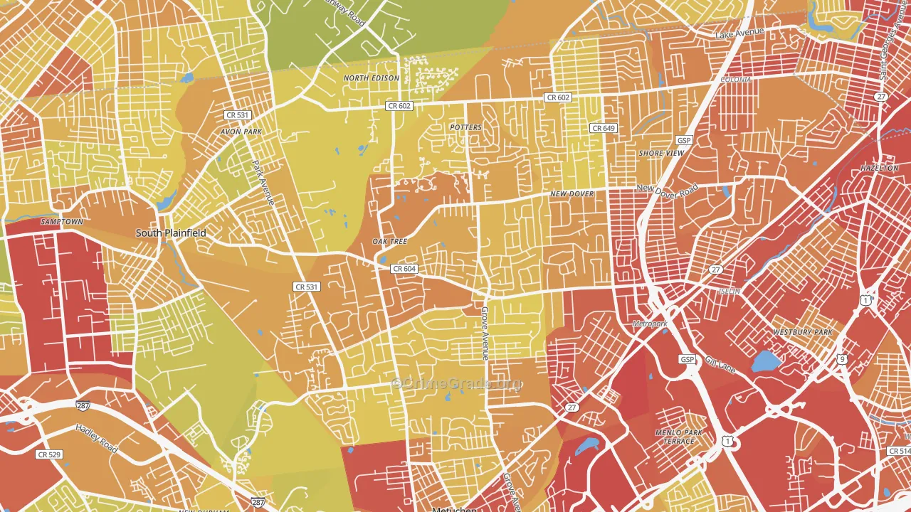 08820, NJ Map of Vehicle Theft Rates