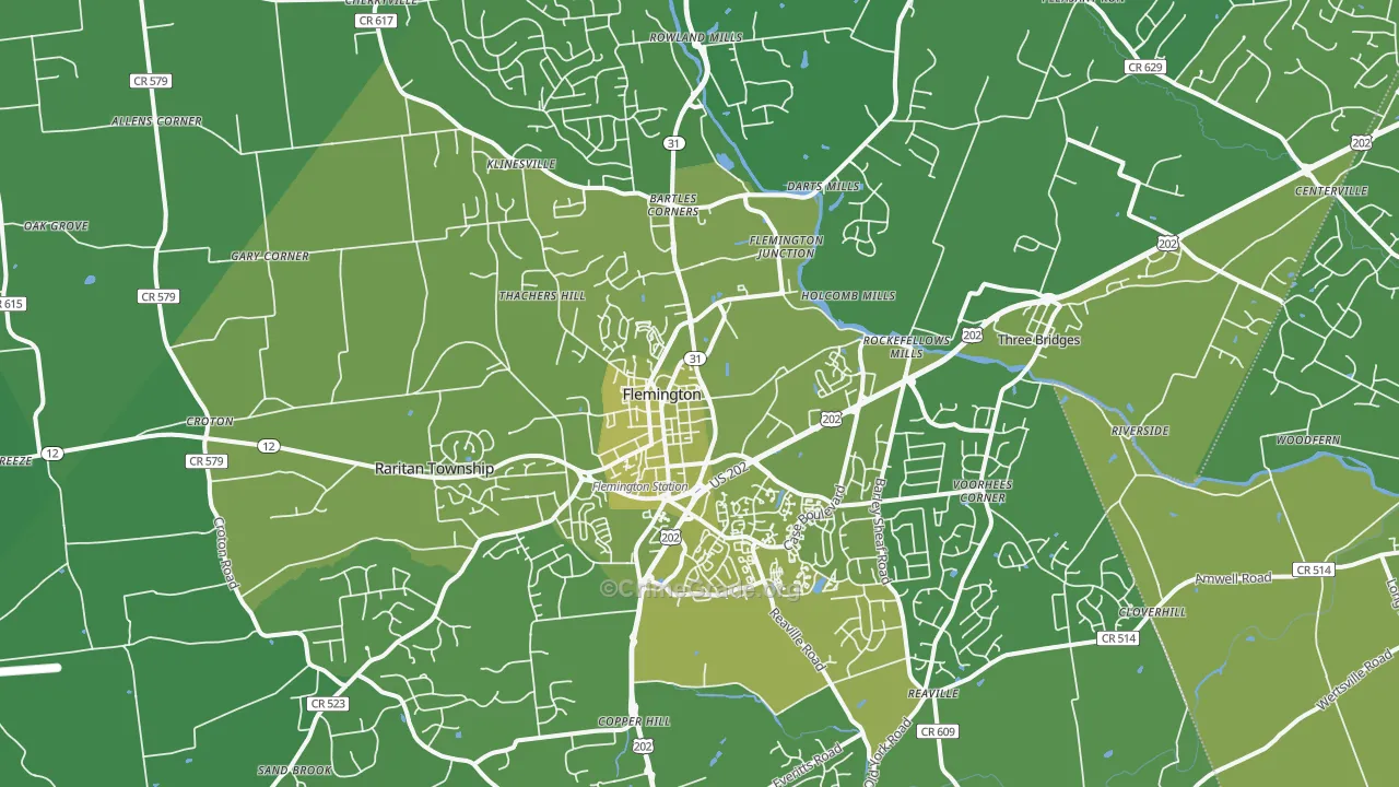 08822, NJ Map of Vehicle Theft Rates