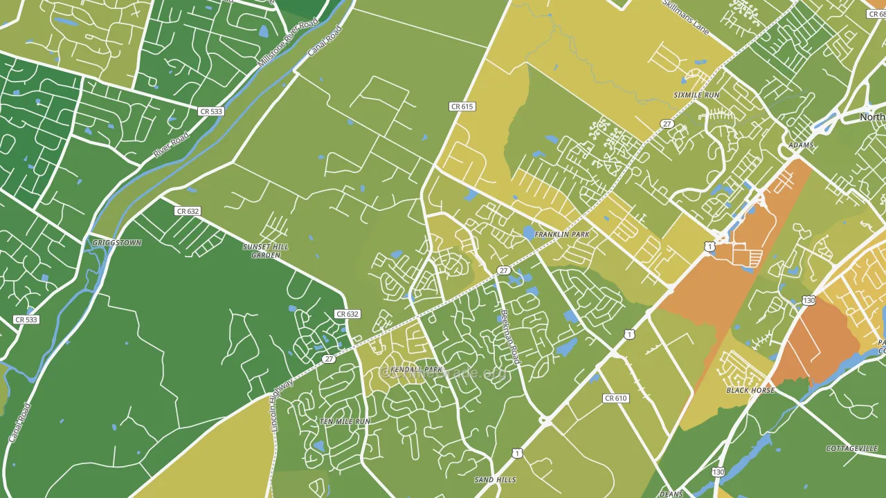 08823, NJ Map of Vehicle Theft Rates