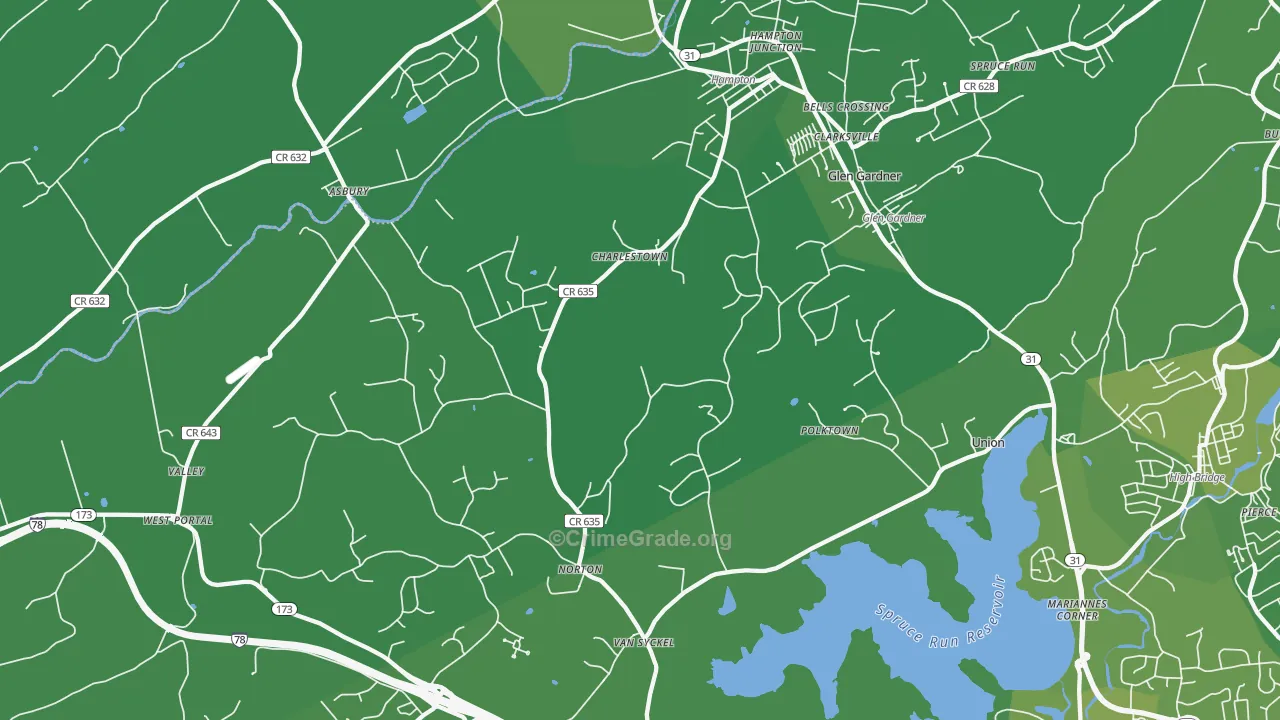 08827, NJ Map of Vehicle Theft Rates